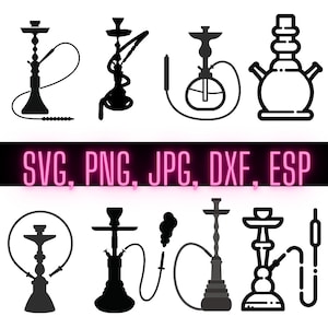 Hookah Svg Bundle | Shisha Svg Bundle | Smoke Hookah Svg | Hookah Vector | silhouette cut files.