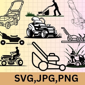 Rasenmäher SVG Bundle, Rasenmäher Vektor, Rasenmäher Kontur, Rasenmäher Clipart, Gartenarbeit Clipart, Grass svg, Werkzeuge svg