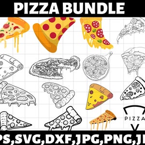 Pizza SVG Bundle\ Black and White\ Pizzas SVG\ Pizza Slice DXF\ Commercial Use\ Pepperoni\ Silhouette\ Cut File\ Cricut Cutting File\ eps