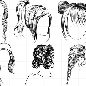 Womens Hairstyles\ Hair Clipart\ Natural Hair PNG\ Hair Clipart Pack\ Custom Female Hairstyles Clipart\ Personalized clipart\ Customizable