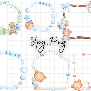 Aquarelle de couronne de safari de bébé, invitation de clipart de baby shower, clipart de chambre d'enfant aquarelle, clipart de cadre, scrapbooking, PNG imprimable