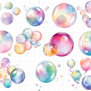 Watercolor Bubbles Clipart Set\ Soap\ Foam Water Bubble\ Transparent PNG\ Invitations\ Baby Shower\ Scrapbooking\ Stickers