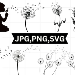 Dandelion Svg Bundle\ Dandelion Svg\ Dandelion Png\ Clipart\ Just Breathe Svg\ Dandelion Blowing Svg\ Cut files for Cricut\ Silhouette