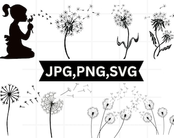 Dandelion Svg Bundle\ Dandelion Svg\ Dandelion Png\ Clipart\ Just Breathe Svg\ Dandelion Blowing Svg\ Cut files for Cricut\ Silhouette