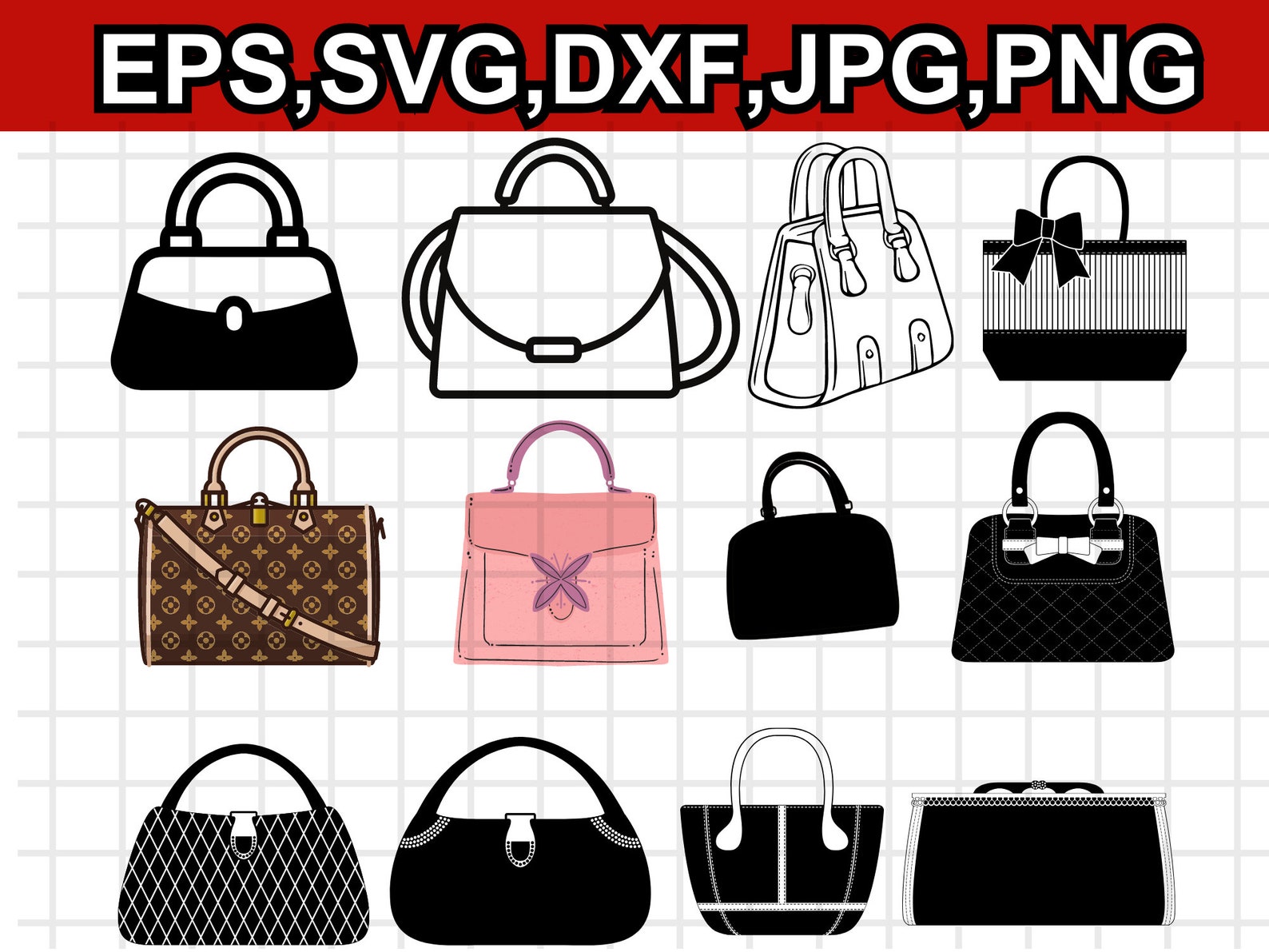 Handbags SVG Handbags Bundle SVG Purse SVG Hand Purse Svg Etsy