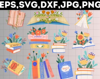 Reading Book SVG Bundle for Cricut\ Book Lovers SVG\ Floral Book SVG\ Book Flower svg\ Reading quotes svg\ Library svg\ silhouette\ png