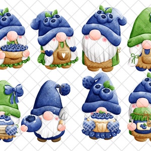 Watercolor Blueberry Gnome Clipart bundle\ High-Quality PNGs\ Blueberry Gnome clipart\ Blueberry Gnome png graphics\ Gnome sublimation
