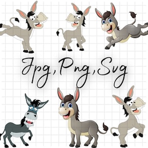 Donkey SVG Bundle\ Cute Donkey PNG\ Kawaii Farm Animal Onesie Sublimation\ Layered Mule Cricut Cut File
