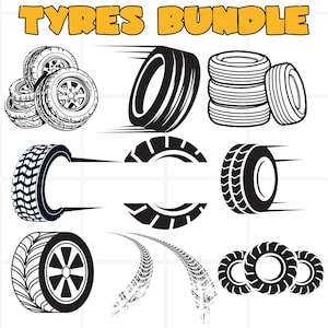 Tyre SVG Cut Files\ Tire Svg\ Tyre Wheel Silhouette Bundle