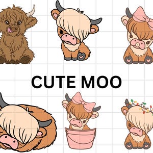 Cute Highland Cow Svg Bundle\ Baby Cow Svg\ Cow Png\ Floral Cute Cow Svg\ Svg Files For Cricut\ Clipart\ Cut Files\ Png\ Svg