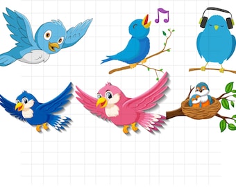 Cartoon Birds SVG Bundle\ Bird Silhouette\ PNG\ Vector\  Commercial Use\ Transparent Background\ svg files\ svg bundle\ cricut