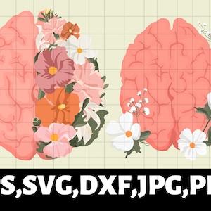 Mental health svg\ flower brain svg\ wildflower svg\ human brain clipart\ Anatomy design\ Medical clipart