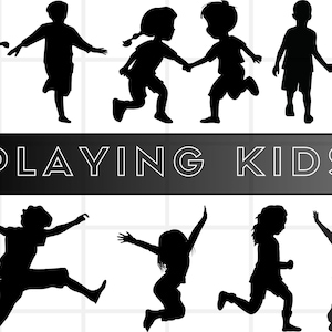 Kid Silhouette Svg\ Boy and Girl Silhouette Svg\ Png\ Clipart\ Cut Files\ Student Children Silhouette Shape\ Kid Shape Confetti Svg\