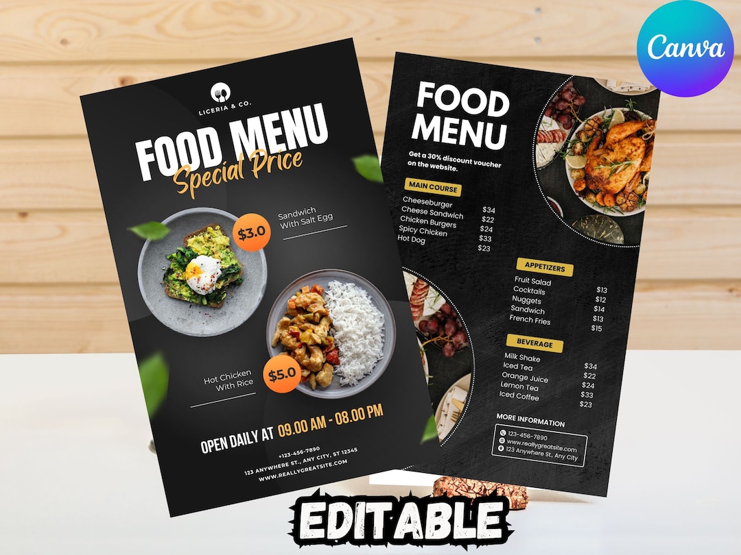 Restaurant Menu Template #92 Food Menu Template #92 Editable Restaurant Food Restaurant Menu Template #92 Food Menu Template #92 Editable Restaurant Food