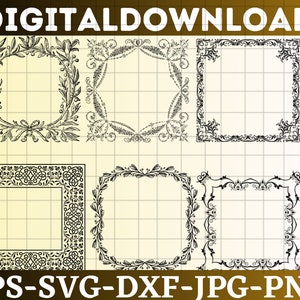 Decorative Frame SVG bundle\ Floral border svg\ Vintage Frames Svg\ Ornaments SVG\ Wedding Frame SVG\ File for Cricut Silhouette