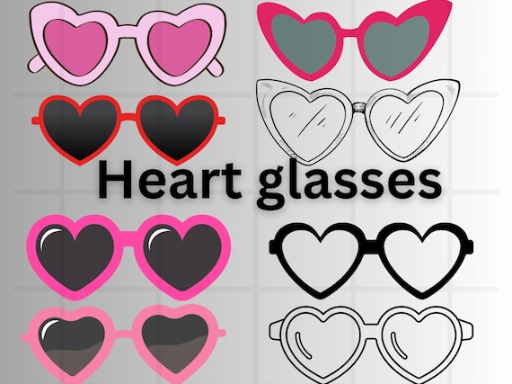Heart Glasses SVG\ svg, png, jpeg, Digital Download\ Cut File\ Cricut\ Silhouette\ Glowforge\ Svg files for cricut