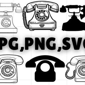 Old Rotary Telephone SVG\ Clip Art Cut File Silhouett png jpg\ Instant Digital Download