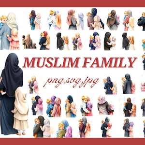 Muslim family clip art bundle\ Women\ men\ girls\ boys\ Hajj & Umrah Faceless Portrait\ Personalized Gift\ gft