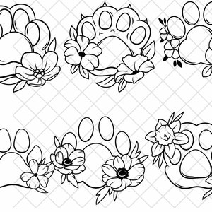 Svg floral de pattes \ Svg de patte d'animal de compagnie \ Fleur de patte de chat SVG \ Svg d'impression de patte \ Svg d'amant d'animaux de compagnie \ Fichier de coupe Svg\ Svg de patte de chien \ Clipart de patte \ Vector \ Png