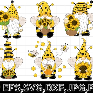 Bee Gnome Svg\ Spring Gnomes Cut Files\ Summer Gnomes Svg\ Dxf\ Eps\ Png Honey Clipart\ Farmhouse Sign Svg\ Garden Svg\ sunflower gnomes svg