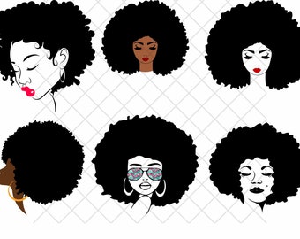 Afro Woman SVG\ Afro Girl Svg\ Afro Queen Svg\ Afro Lady Svg\ Curly Hair Svg\ Black Woman\ For Cricut\ For Silhouette Cut Files\ Png