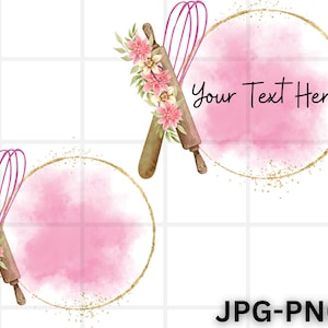Logotipo de repostería de acuarela para panaderos caseros\ Logotipo de panadería DIY para pastelería\ Logotipo de utensilios para hornear\ Monograma para hornear