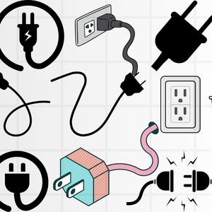 Plug SVG Bundle\ Plug Silhouette\ Cable Plug Svg, Electrical Plug Svg\ Plug Clipart\ Plug SVG Cut Files for Cricut