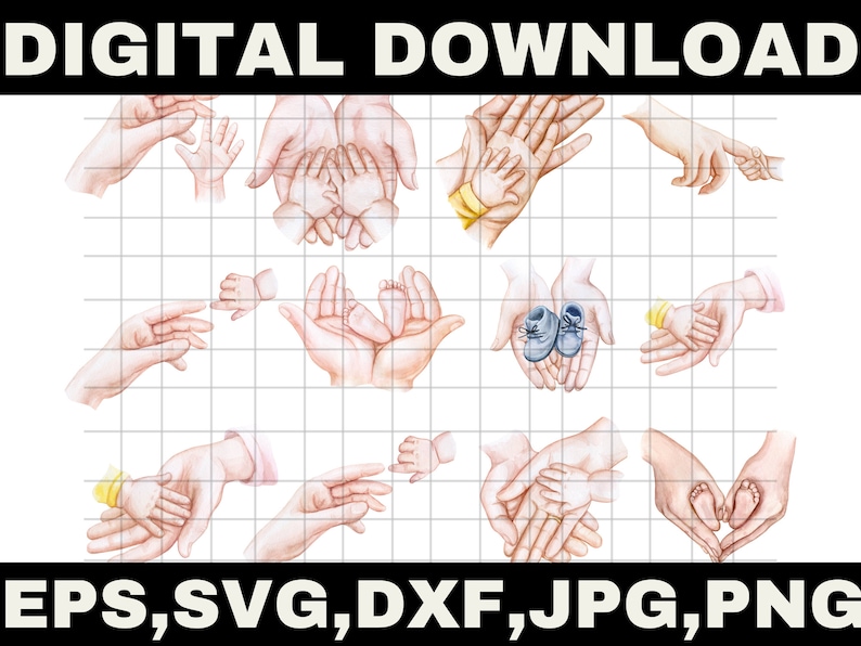 Family Hands Svg Mom Dad Baby Hands Svg Mother Father Child Hand Line ...