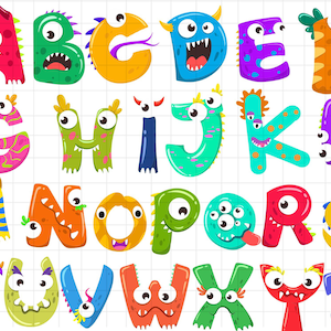 Monster Alphabet SVG\ Letters\ Birthday Boy\ niño niña y baby shower letras y números