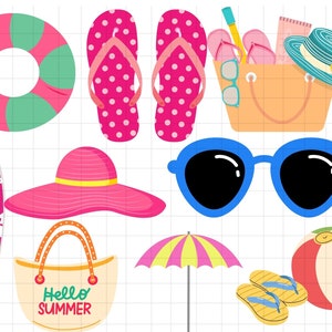 Summer Bundle Svg\ Beach Svg\ Clipart\ Files for Cricut\ Flamingos\ Watermelon\ Instant Download