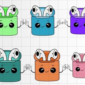 Wireless Earbuds Ear Pods SVG PNG\  Layered by Color Cut File Silhouette\ Clip Art Vector Graphic Icon Headphones Smartphone Music