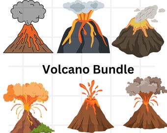 Archivo SVG de corte de volcán\ Lava Svg\ Humo Svg\ Montaña Svg\ Paquete\ Png