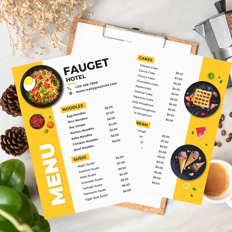 Restaurant Menu Template Food Menu Template Editable Restaurant Food