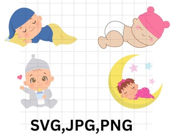 Sleeping Baby Svg\ Babyshower Svg\ Sleeping boy PNG\ Sleeping Baby Silhouette, Cute Baby Svg\ Baby Png\ Newborn cut file\ Instant Download