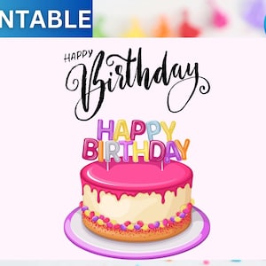 Printable Birthday Card\ Happy Birthday Card Printable\ Digital Birthday Card\ Birthday Card with Flowers\ Birthday Card Instant Download