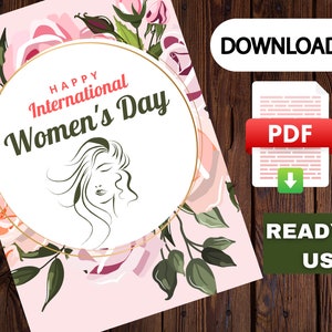 Carte imprimable pour la fête de la femme, Joyeuse journée internationale de la femme, Carte pour la journée de la femme à télécharger, Carte imprimable pour la Fête de la femme, Téléchargement instantané