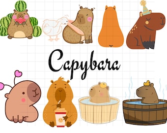 Whimsical Capybara Clipart\ Fun & Playful Pet\ SVG\ PNG\ Instant Download!