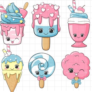 Kawaii Cute Ice Cream PNG-bundel\ Kawaii Ice Cream and Lollies clipart\Cute cartoon Ice Cream Lollies clip art\PNG & files\ instant download