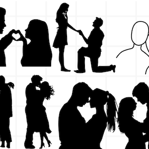 Pareja SVG/ Enamorados SVG/ Clipart/ Archivos de corte/ Cricut/ Silueta/ Vector