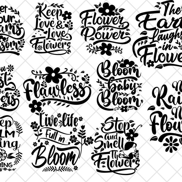 Flowers SVG Quote\ Live Life In Full Bloom SVG Cut File Cricut\ Silhouette File\ Pretty Hand Lettered Sayings\ Floral Retro Motivational svg