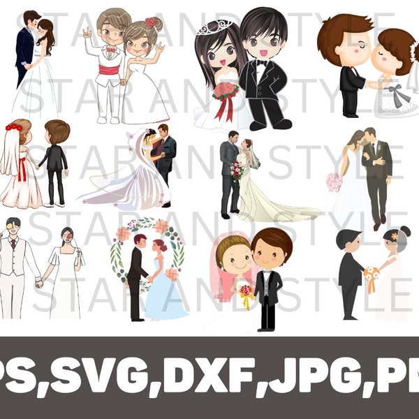 Wedding couple Svg Bundle\ Couple svg Bundle\ Anniversary Svg Bundle\ Wedding Couple svg\ lovers svg\ Bride and Groom svg