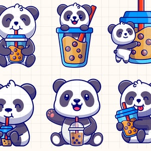 Kawaii Boba Tea-clipartbundel\ Bubble Tea-clipart\ Sublimatie\ Digitale download\ Commercieel gebruik\ Leuke Boba Tea-png\ Bubble Tea-stickers