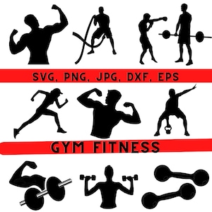 Barbell SVG clipart\ Weightlifting Bodybuilding Powerlifting Silhouette Template\ Weights Cut Files\ Instant Download\ 30 Bundle Templates