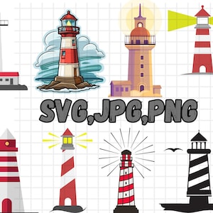 Lighthouse SVG Bundle\ Ocean Lighthouse SVG Pack\ Cricut Silhouette Files for Laser Cutter