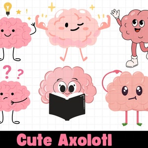 Image clipart numérique de personnage de cerveau mignon pour le scrapbooking, fabrication de cartes, décorations de cupcakes, travaux manuels en papier
