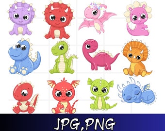 Dinosaur Clipart Bundle\ Dinosaur Watercolor\ Cartoon Dinosaur\ Dinosaur PNG\ Cute Dinosaur\ Baby Dinosaur\ Clipart Bundle