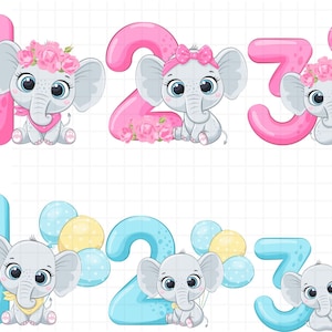 Elefante Bambina Bambino svg\ Annuncio di nascita\ Download immediato\ Silhouette stampabile e Cricut.