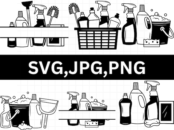 Cleaning products svg\ sponge svg\ bucket svg\ cleaning clipart\ cleaning supplies svg\ cleaning supplies clipart\ housekeeping svg\ cricut