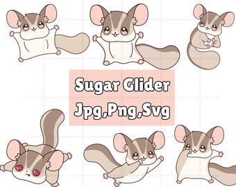 Sugar Glider SVG Cut File for Cricut\ Silhouette\ Digital Download\ Printable Clipart\ Clip Art\ Laser Stencil Outline