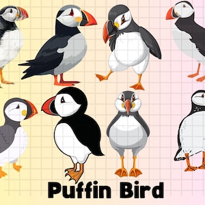 Puffin Bird SVG Bundle\ Puffin vector\ Contorno de Puffin\ Clipart de Puffin\ Design de Puffin\ Atlantic puffin svg\ Atlantic bird\ Puffling water
